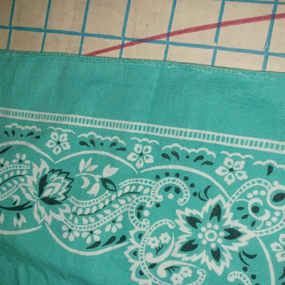 Vintage Made in the USA Turquoise Paisley Bandana Circa 1970s - Picture 6 of 6